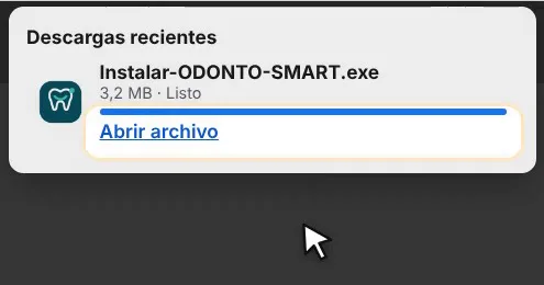 Abrir archivo en la lista de descargas