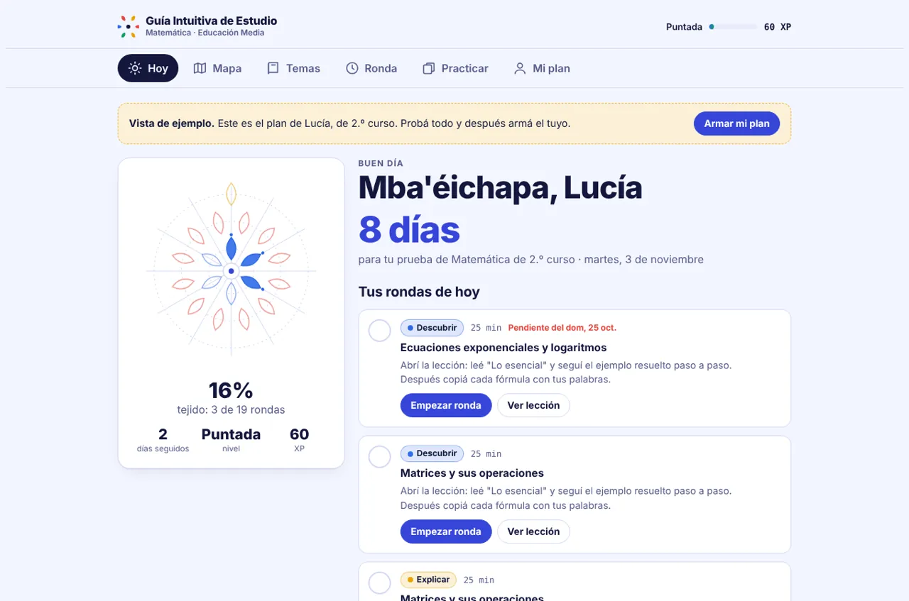 Captura de Guía Intuitiva de Estudio